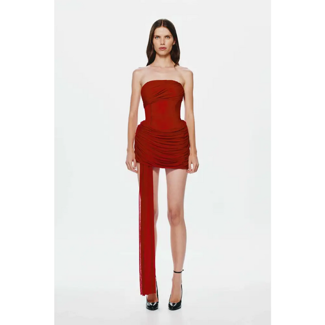 Misha The Ember Wrapped Mini Dress in Cherry Red XS & S / AU 6 & 8 - Dresses