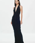 MISHA Venus Gathered Cupro Dress Black - 6 / Black - Dresses