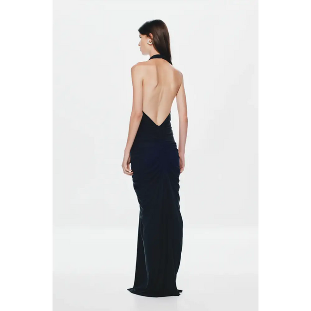 Misha Venus Gathered Cupro Dress Black XS - 6 / Black - Dresses
