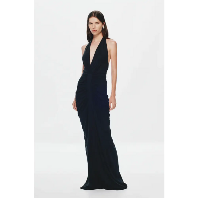 Misha Venus Gathered Cupro Dress Black XS - 6 / Black - Dresses