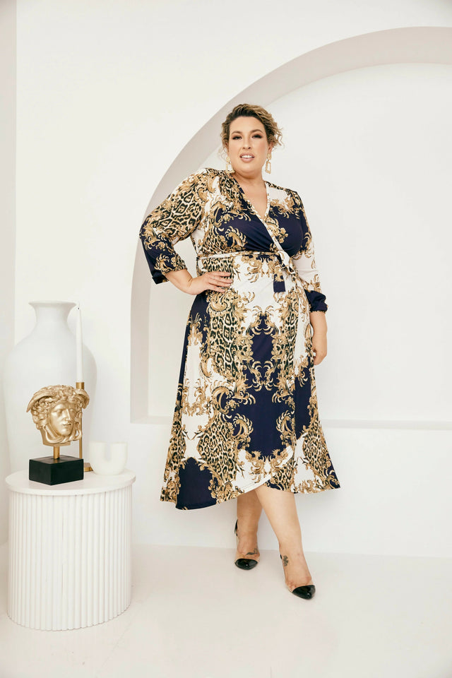 Mónica The Label Baroque Print Wrap Dress Size 20 - 20 / Print - Dresses
