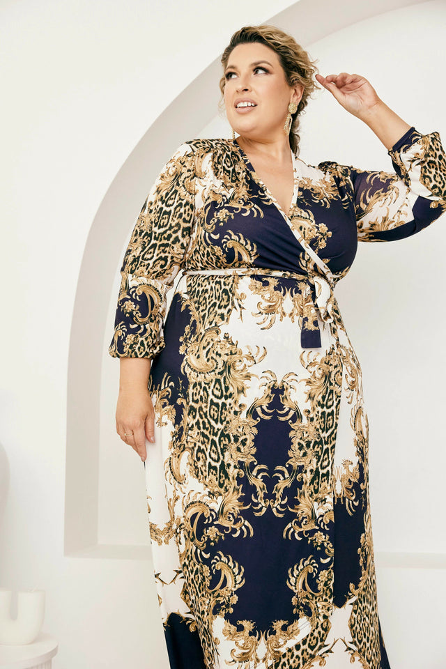 Mónica The Label Baroque Print Wrap Dress Size 20 - 20 / Print - Dresses