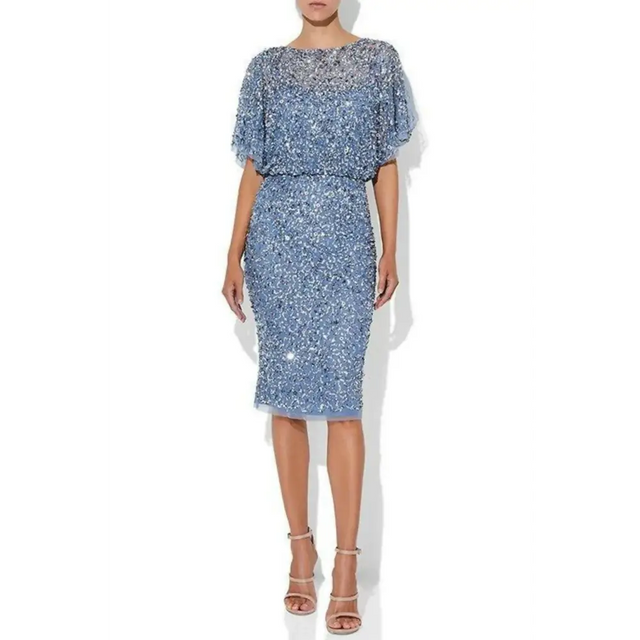 Montique Alinda Hand Beaded Dress Sky Blue Size AU 8 | Passion For Fashion