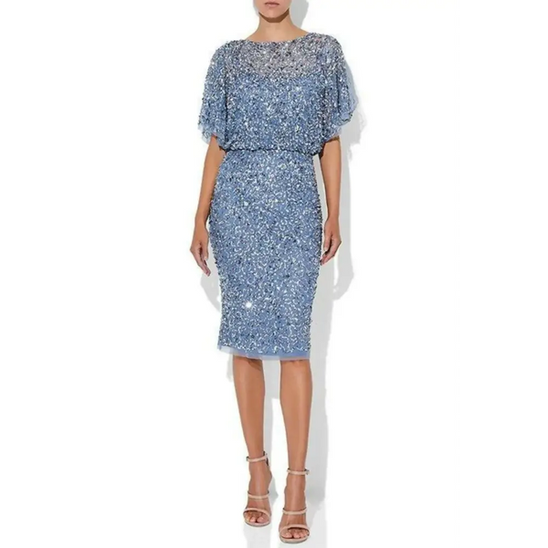 Montique Alinda Hand Beaded Dress Sky Blue Size AU 8 | Passion For Fashion