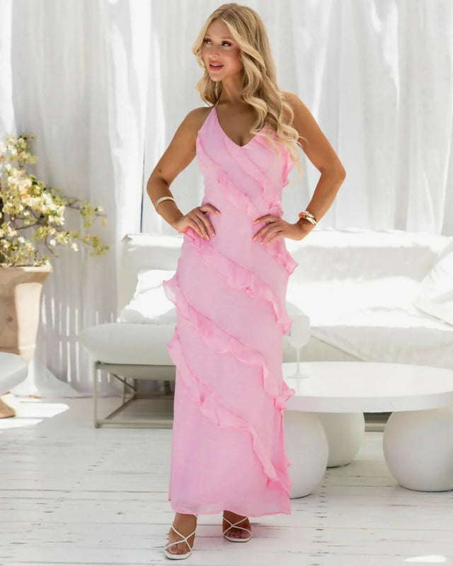 Mura Dejavu Maxi Dress in Pink - 8 / Pink - Dresses