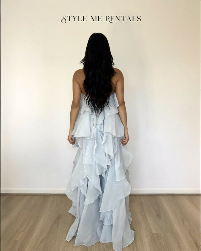 Aje Pandorea Layered Maxi Dress Silver Blue