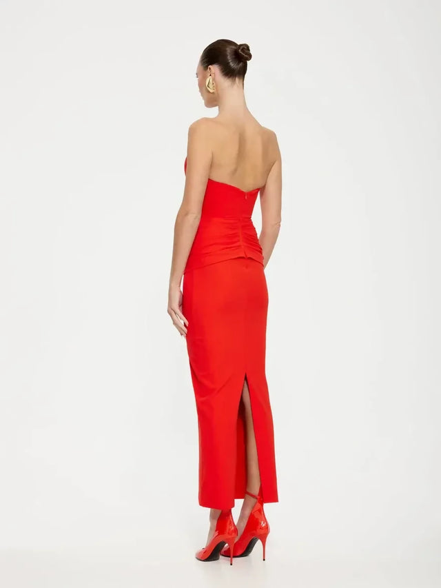 knee length dresses for ladies Prosperina Astor Midi Dress In Orange Floral Print Cotton main image 1