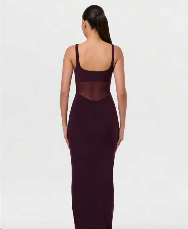 naked wardrobe mesh dress Naked Wardrobe Hourglass Mesh Contrast Dress Plum