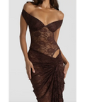 Natalie Rolt Aubrey Dress- Brown - 8 / Brown - Dresses