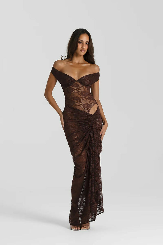Natalie Rolt Aubrey Maxi Dress in Espresso - 6 / Brown - Dresses