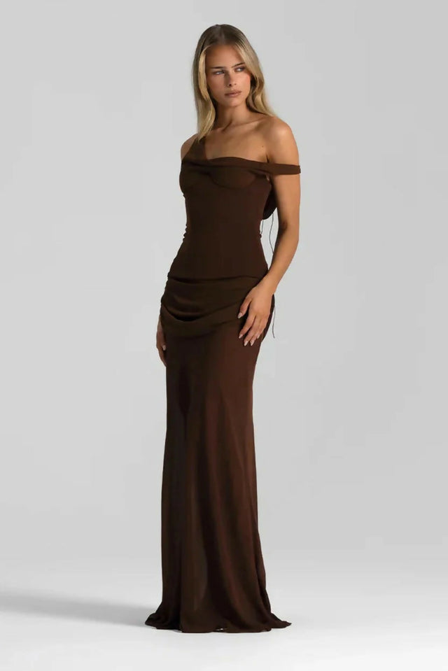 Natalie Rolt Cadene Gown Espresso Size 8 - 8 / Brown - Dresses