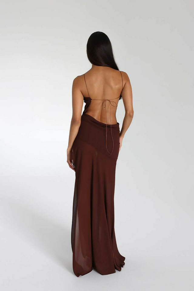 Natalie Rolt Dahlia Gown in Espresso - 8 / Brown - Dresses