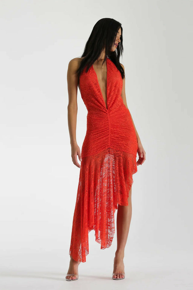 Natalie Rolt Hailey Midi Dress - 8 / Tangerine - Dresses