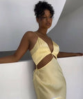 Natalie Rolt Iris Midi Dress - 4 / Yellow - Dresses
