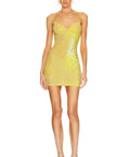 Natalie Rolt Josie Sequin Mini Dress - 8 / Yellow - Dresses