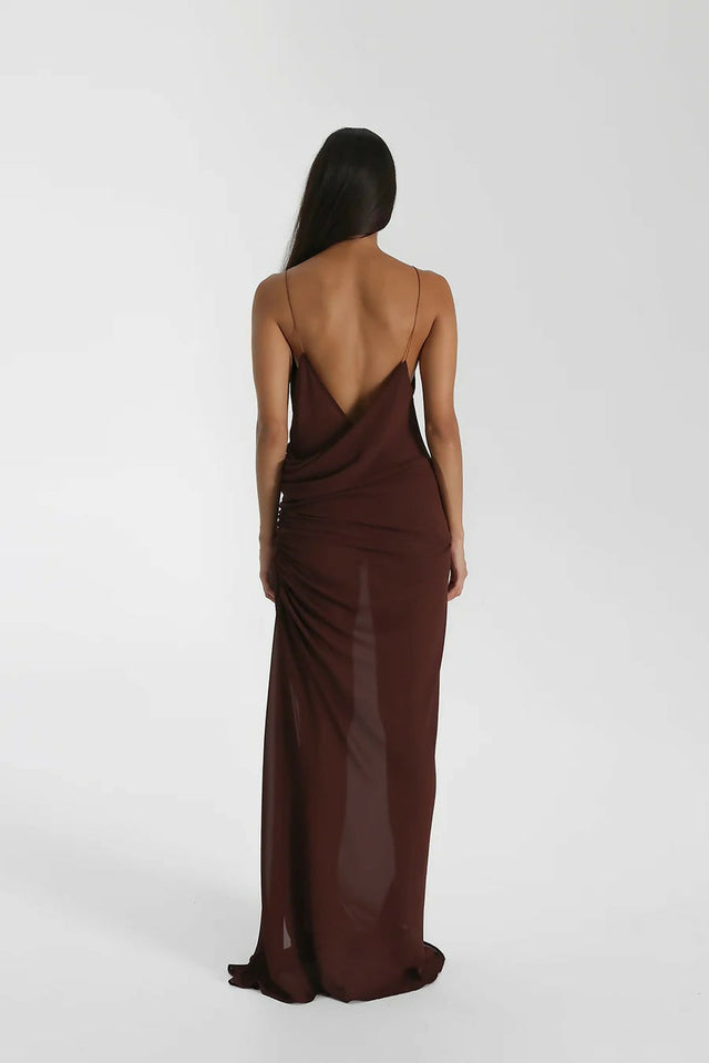 Natalie Rolt Magnolia Gown in Espresso - 6 / Red - Dresses