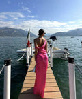 Natalie Rolt Monica Silk Gown in Neon Pink - 8 / Neon Pink - Dresses