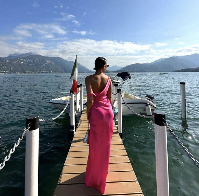 Natalie Rolt Monica Silk Gown in Neon Pink - 8 / Neon Pink - Dresses