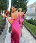 Natalie Rolt Monica Silk Gown in Neon Pink - 8 / Neon Pink - Dresses