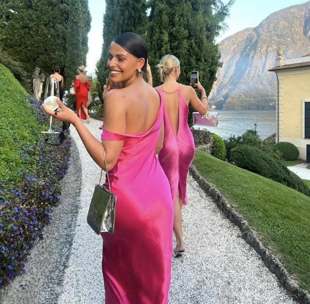 Natalie Rolt Monica Silk Gown in Neon Pink - 8 / Neon Pink - Dresses