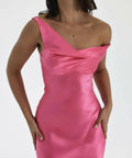 Natalie Rolt Monica Silk Gown in Neon Pink - 8 / Neon Pink - Dresses