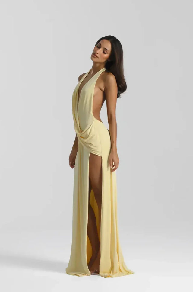 Natalie Rolt Winona Gown in Lemon Size 8 - 8 / Yellow - Dresses