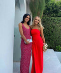 NBD Jahnvi Pink Glitter Maxi Dress - 6 / Red - Dresses
