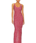 NBD Jahnvi Pink Glitter Maxi Dress - 6 / Red - Dresses