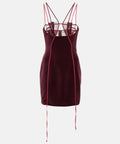 Nensi Dojaka Cutout Velvet and Mesh Mini Dress - 8 / Red - Dresses