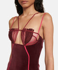 Nensi Dojaka Cutout Velvet and Mesh Mini Dress - 8 / Red - Dresses