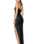 sku625blacknookieleilanioneshouldergownrearvview