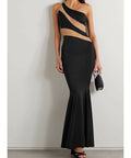 Norma Kamali Snake One-Shoulder Mesh-Paneled Stretch-Jersey Gown - 4 / Black - Dresses