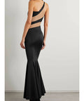 Norma Kamali Snake One-Shoulder Mesh-Paneled Stretch-Jersey Gown - 4 / Black - Dresses