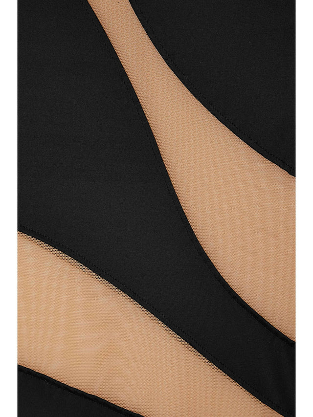 Norma Kamali Snake One-Shoulder Mesh-Paneled Stretch-Jersey Gown - 4 / Black - Dresses