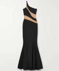 Norma Kamali Snake One-Shoulder Mesh-Paneled Stretch-Jersey Gown - 4 / Black - Dresses