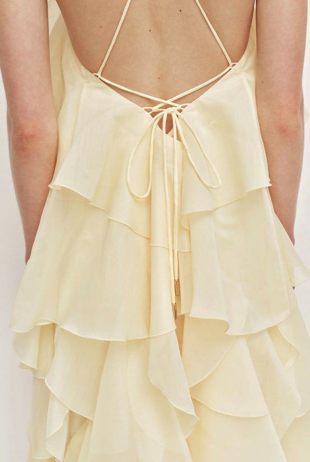 Aje Pandorea Layered Maxi Dress in Butter