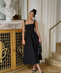 Odd Muse High Waist Square Neck Midi Dress Black Size 8,10 - Dresses