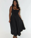 Odd Muse High Waist Square Neck Midi Dress Black Size 8,10 - Dresses