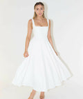 Odd Muse High Waist Square Neck Midi Dress White Size 8 - 8 / White - Dresses
