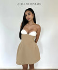 Odd Muse The Ultimate Muse Bardot Mini Dress Camel - Dresses