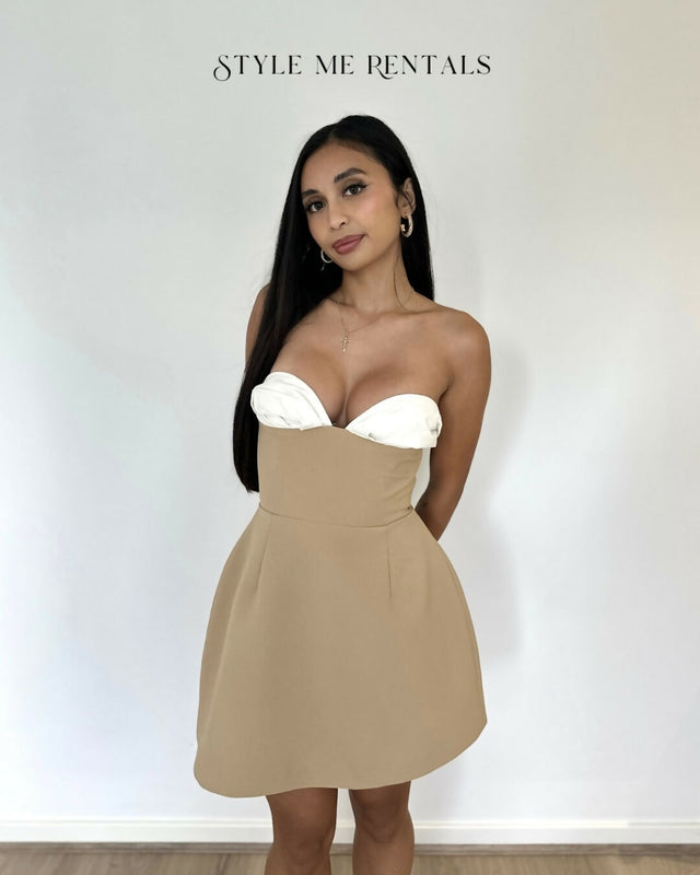 Odd Muse The Ultimate Muse Bardot Mini Dress Camel - Dresses