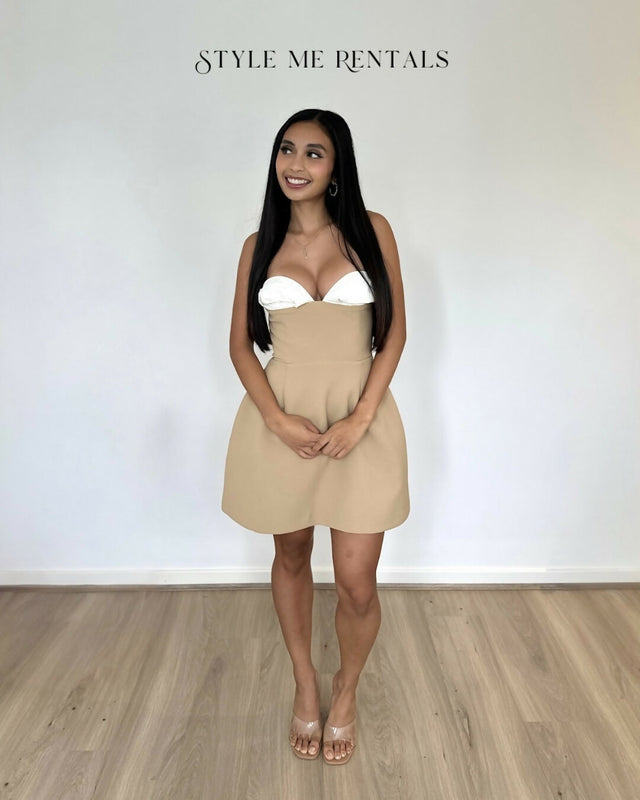 Odd Muse The Ultimate Muse Bardot Mini Dress Camel - Dresses