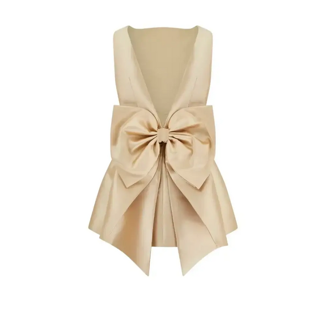 Odd Muse The Ultimate Muse Bow Detail Mini Dress Gold - Dresses