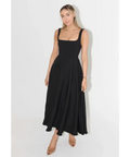 Odd Muse The Ultimate Muse High Waist Square Neck Midi Dress Black Size 10 - 10 / Black - Dresses