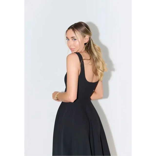 Odd Muse The Ultimate Muse High Waist Square Neck Midi Dress Black Size 10 - 10 / Black - Dresses