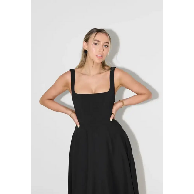 Odd Muse The Ultimate Muse High Waist Square Neck Midi Dress Black Size 10 - 10 / Black - Dresses