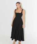 Odd Muse The Ultimate Muse High Waist Square Neck Midi Dress in Black Size S / AU 8 & 10 - Dresses