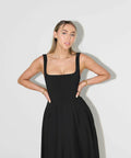 Odd Muse The Ultimate Muse High Waist Square Neck Midi Dress in Black Size S / AU 8 & 10 - Dresses
