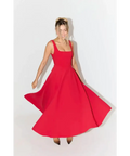 Odd Muse The Ultimate Muse High Waist Square Neck Midi Dress Red Size 10 - 10 / Red - Dresses