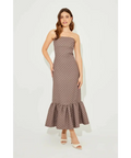 Odd Muse - The Ultimate Muse Strapless Peplum Hem Midi Dress - Brown - Dresses